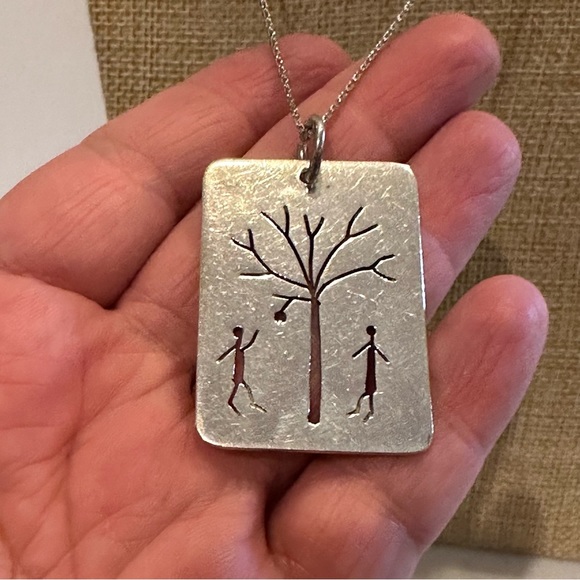 Sterling Silver Adam & Eve Necklace, pendant & chain marked & acid tested .925 - Picture 4 of 13